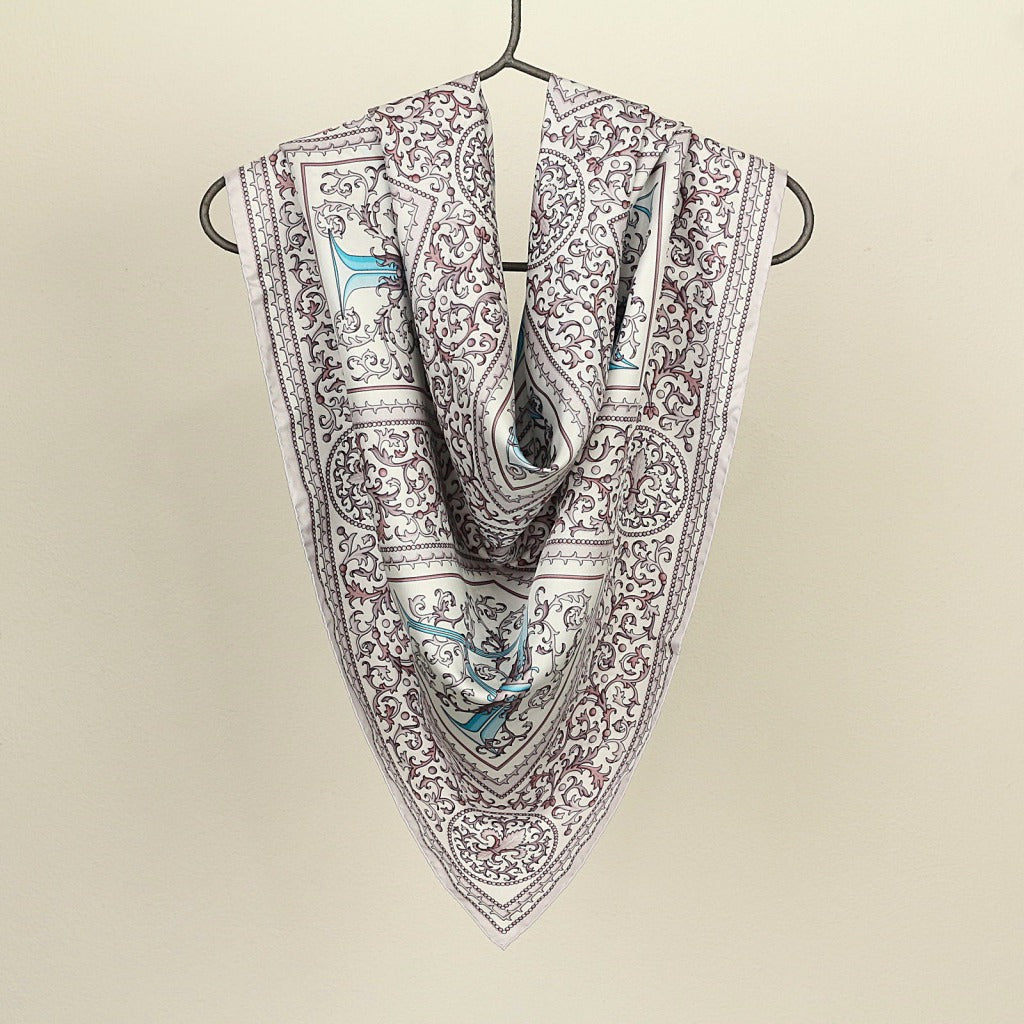 Silk Scarf – Florentine Paper – Ice, 100x100 cm
