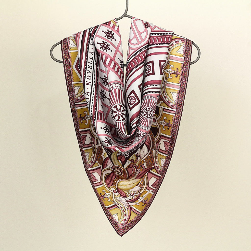 Silk Scarf – Santa Maria Novella – Bordeaux, 100x100 cm
