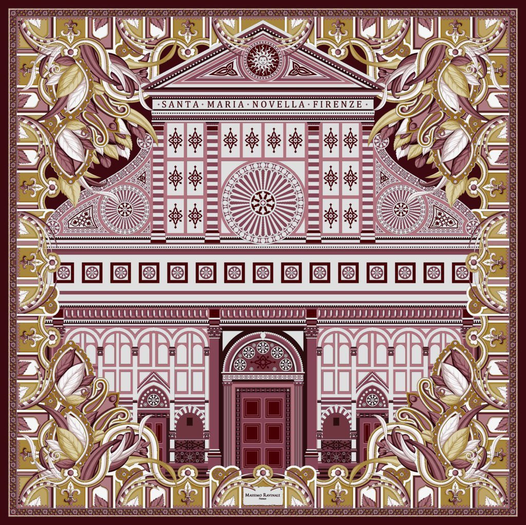 Silk Scarf – Santa Maria Novella – Bordeaux, 100x100 cm