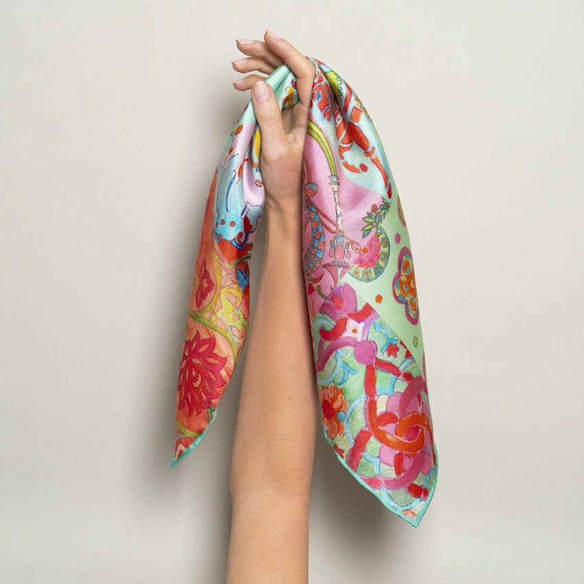 Bandana 100% Silk - World of Colors - Green