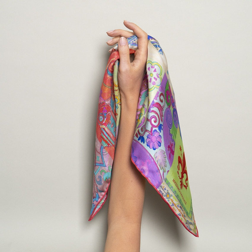 Bandana 100% Silk - World of Colors - Fuchsia