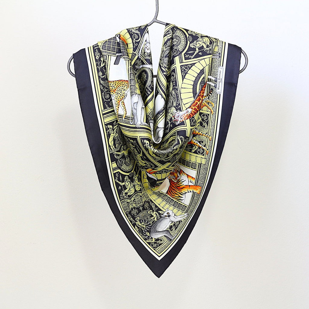 Silk Scarf – Palazzo Lovers – Black Brass, 100x100 cm
