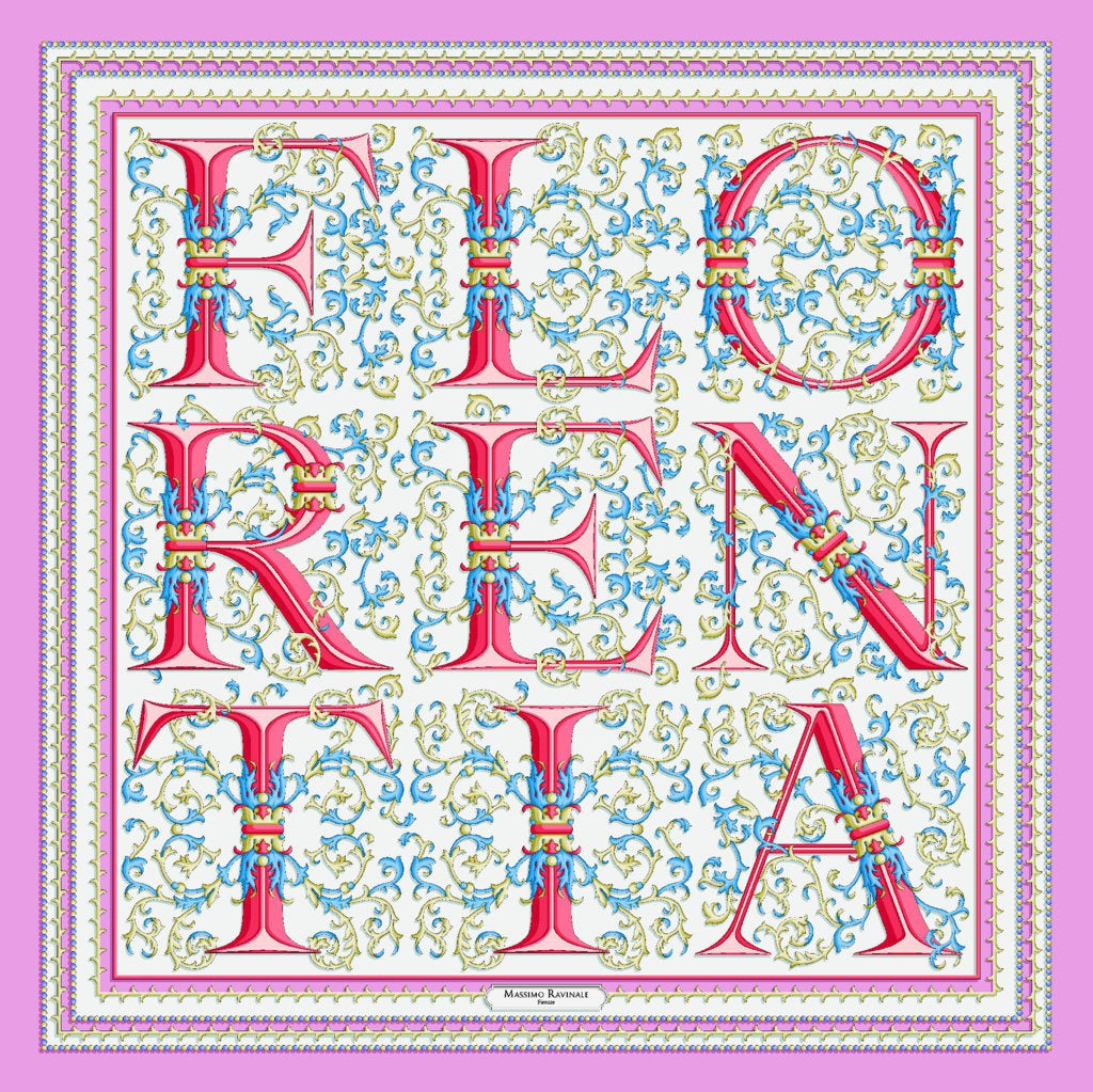 Bandana 100% Silk - Florentine Paper - Pink