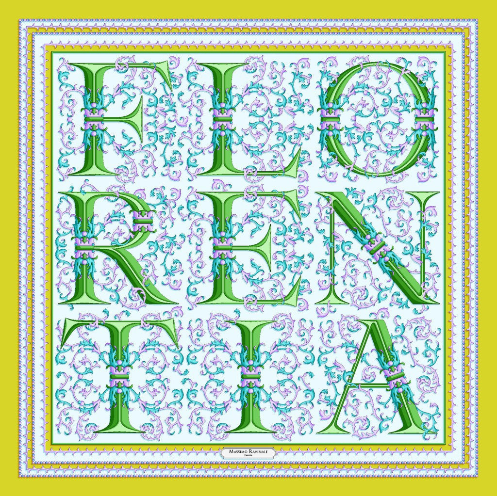 Bandana 100% Silk - Florentine Paper - Acid Green