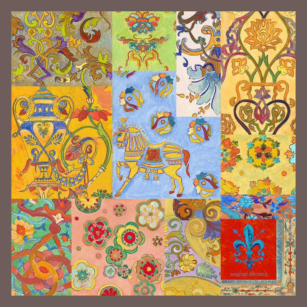 Bandana 100% Silk - World of Colors - Beige