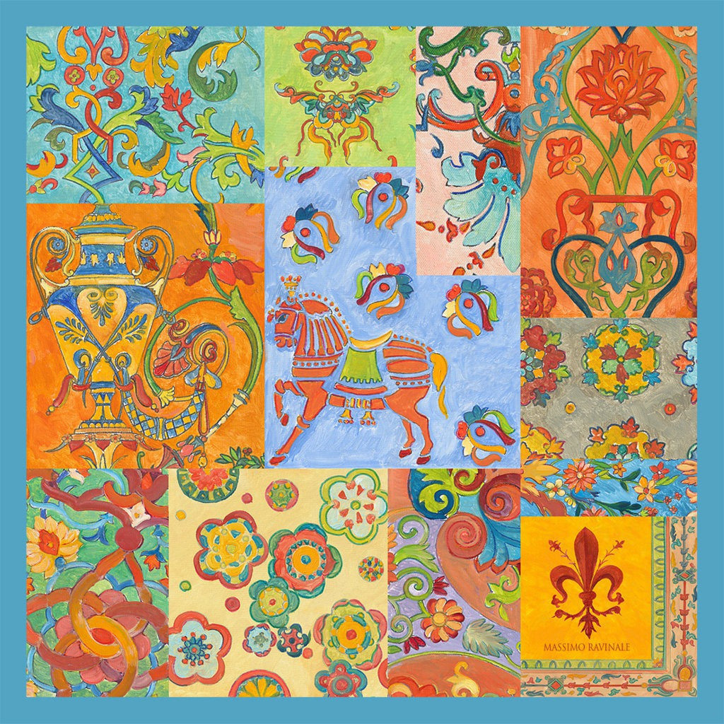 Bandana 100% Silk - World of Colors - Light Blue