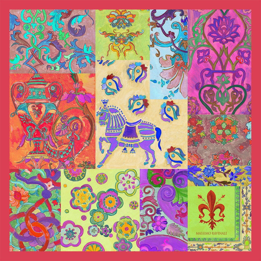 Bandana 100% Silk - World of Colors - Fuchsia