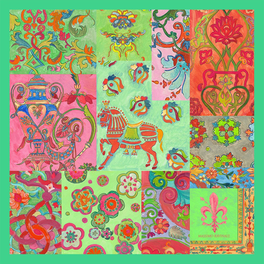Bandana 100% Silk - World of Colors - Green