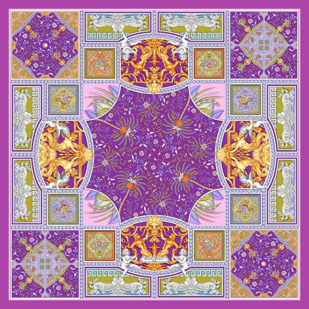 Bandana 100% Silk - Uffizi - Fuchsia