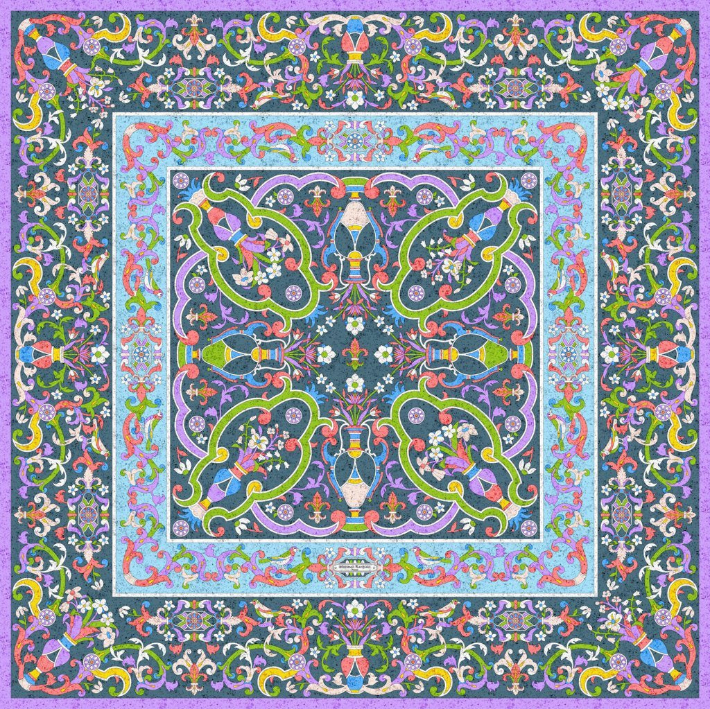 Silk Scarf – Florentine Mosaic – Lilac, 100x100 cm