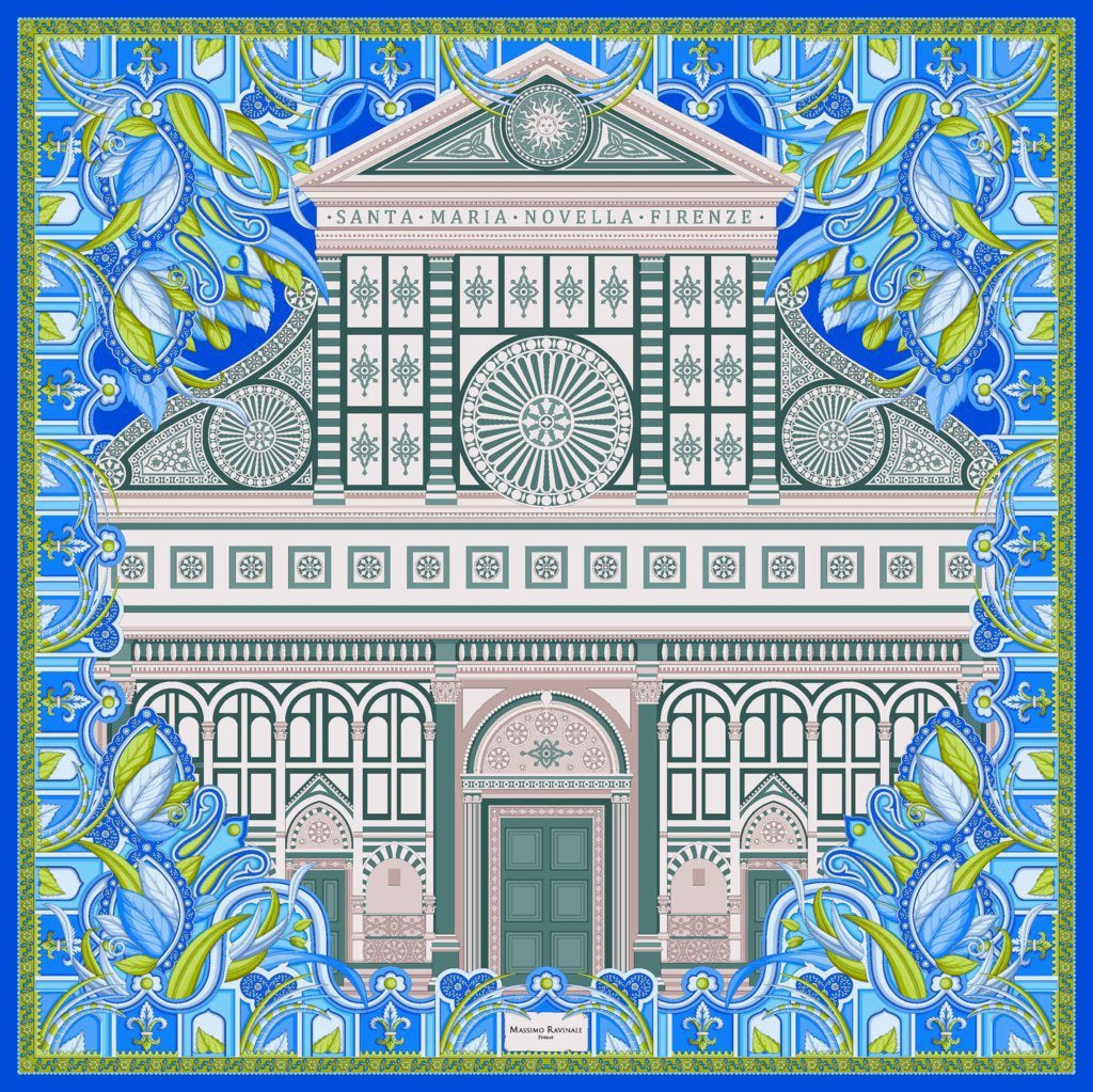 Silk Scarf – Santa Maria Novella – Blue, 100x100 cm