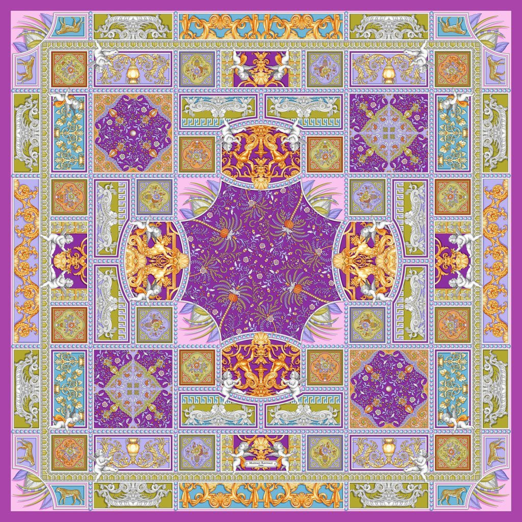 Silk Scarf – Uffizi – Fuchsia, 100x100 cm