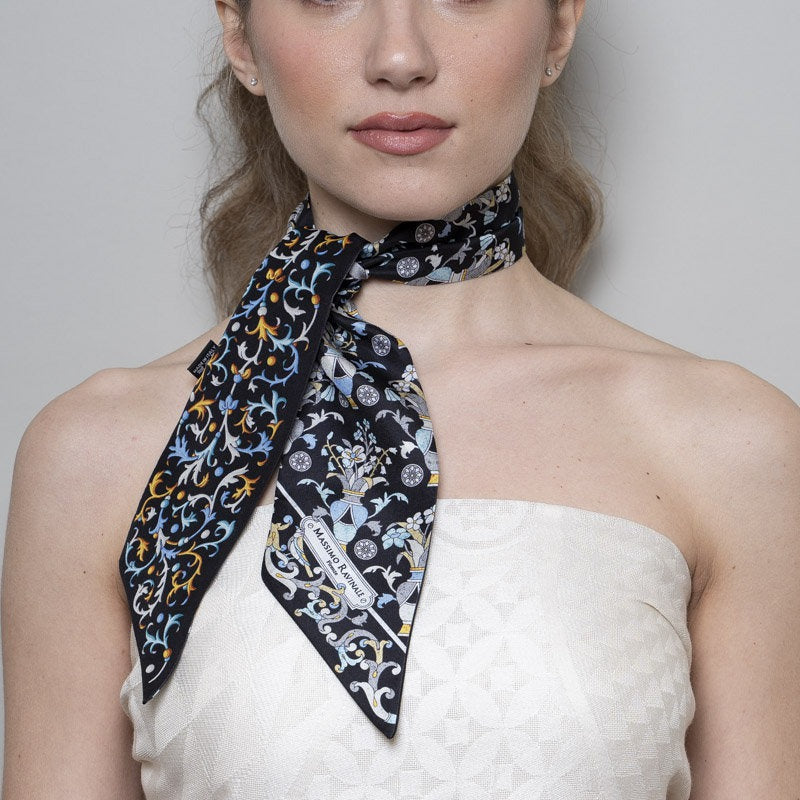 Lavalliere 100% Silk - Florentine Mosaic - Black