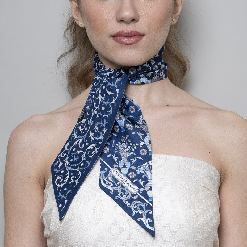 Lavalliere 100% Silk - Florentine Mosaic - Navy