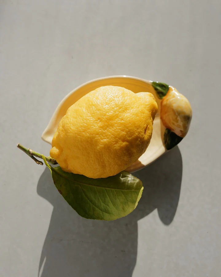 Il piatto di spicchi di limone