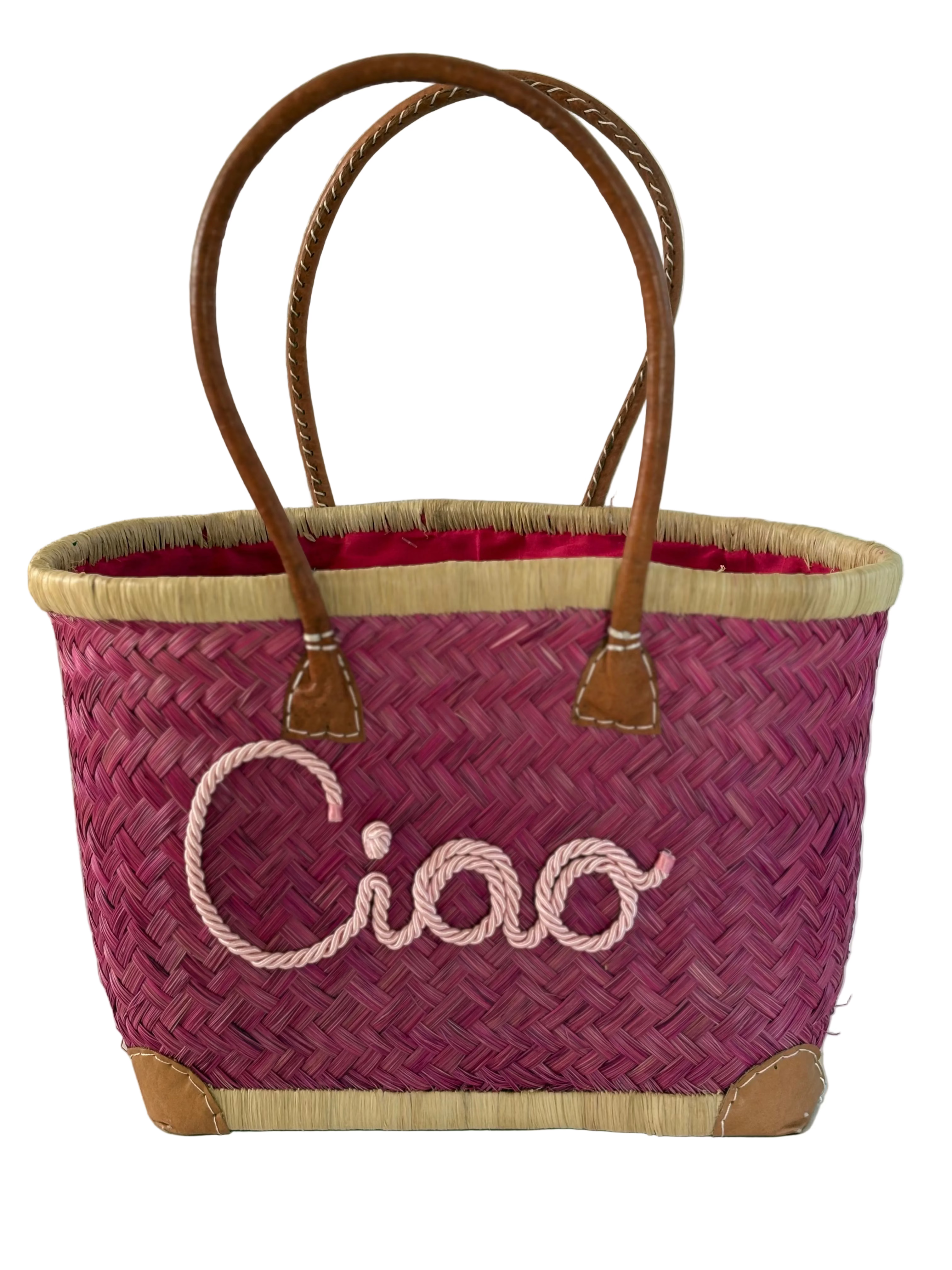 Woven rattan baskets bags with/without ricami - Cherry