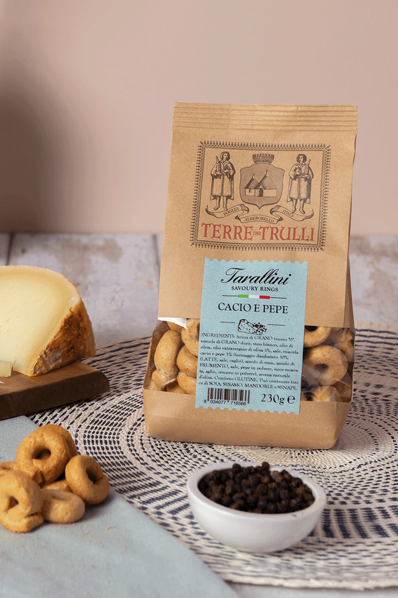 Tarallini - Savoury Rings with Cheese & Black Pepper - 230g