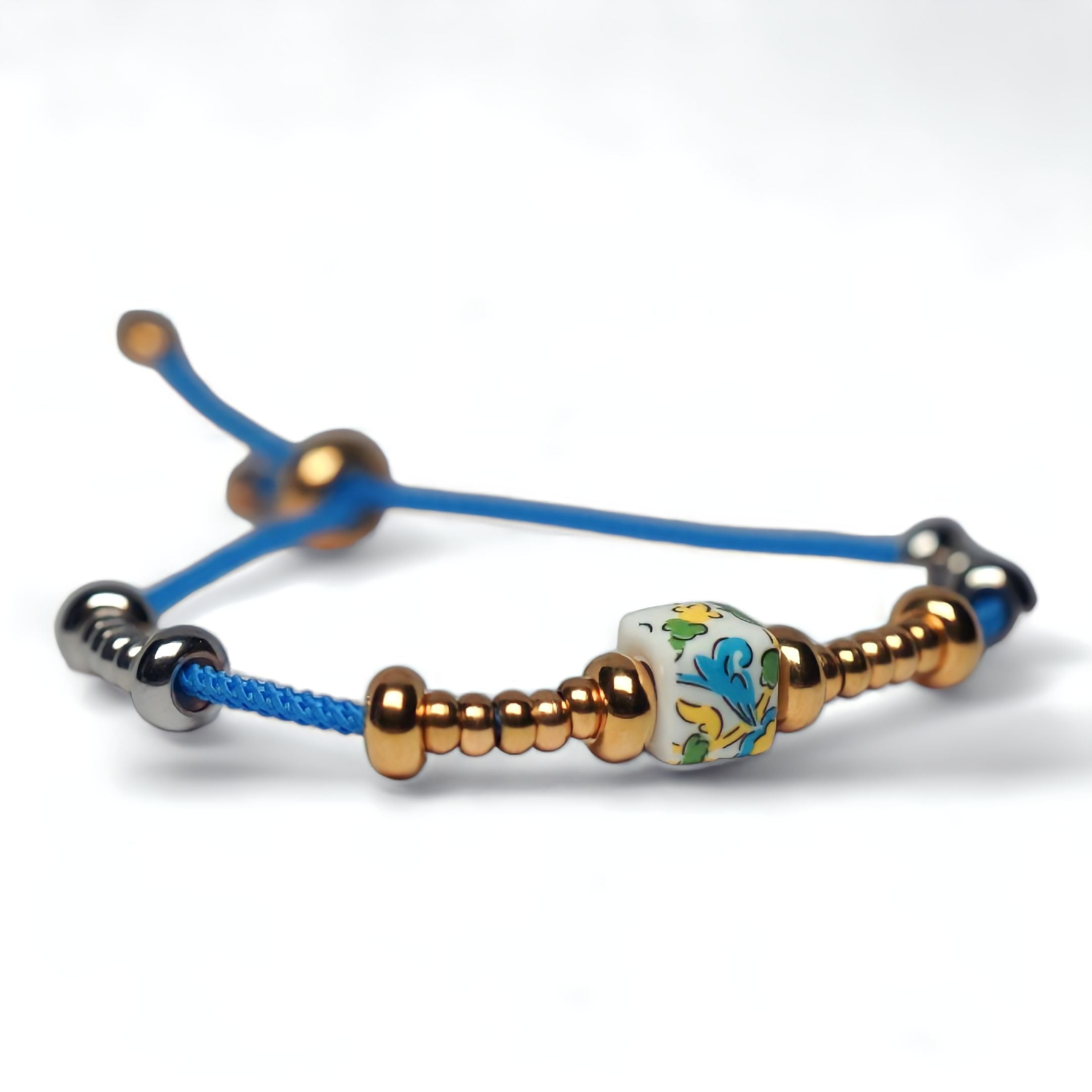 Amalfi - Siracusa Bracelet with Steel & 18k Gold-Plated Beads