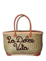 Cestini in rattan intrecciato con scritte ricamate a mano - Sage