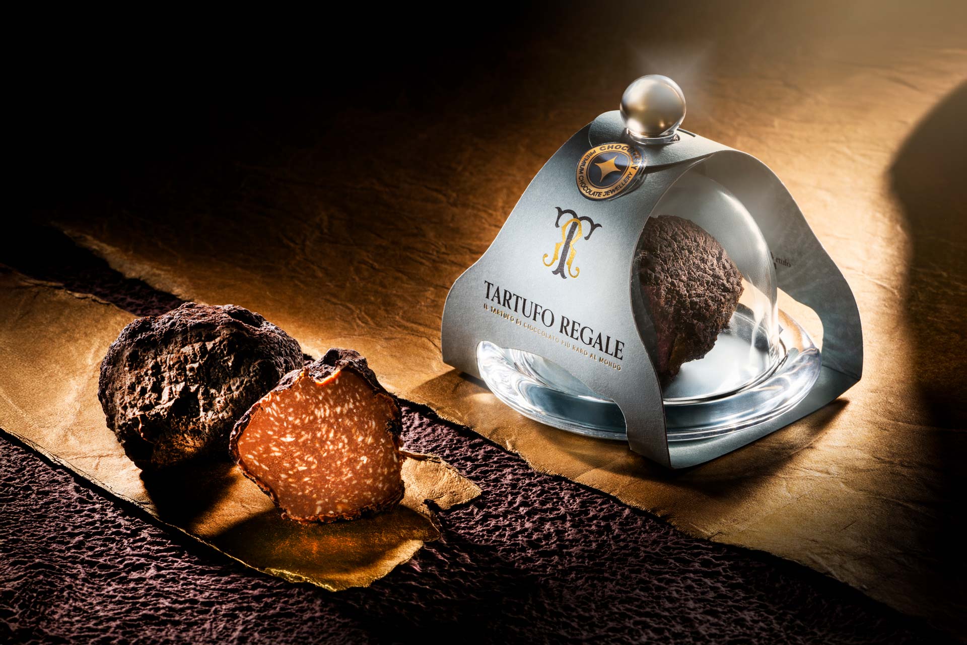 Tartufo al cioccolato - Cloche Design Nero, 50 g