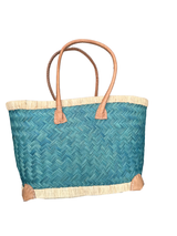 Cestini in rattan intrecciato con scritta ricamata a mano - Verde