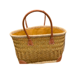 Cestini in rattan intrecciato con scritta ricamata a mano - Verde